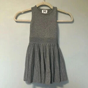 Milly  Minis Knit Pleated Flare Grey Dress Size 4-5